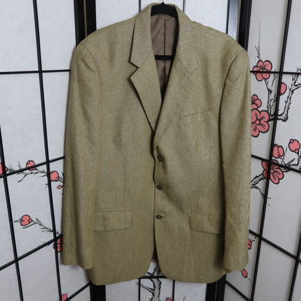 Vintage Club Room Olive Wool Silk Blend Blazer Sports Coat 44R